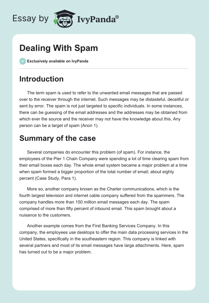 Dealing With Spam. Page 1