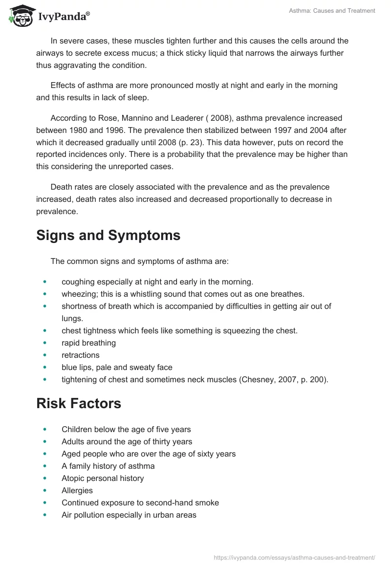 Asthma: Causes and Treatment. Page 2