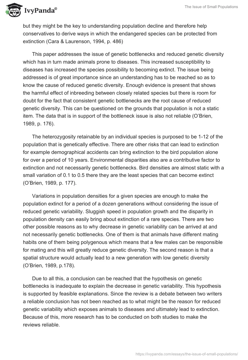 The Issue of Small Populations. Page 2