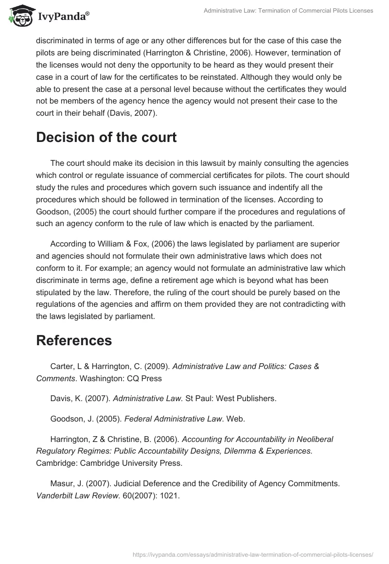 Administrative Law: Termination of Commercial Pilots Licenses. Page 2