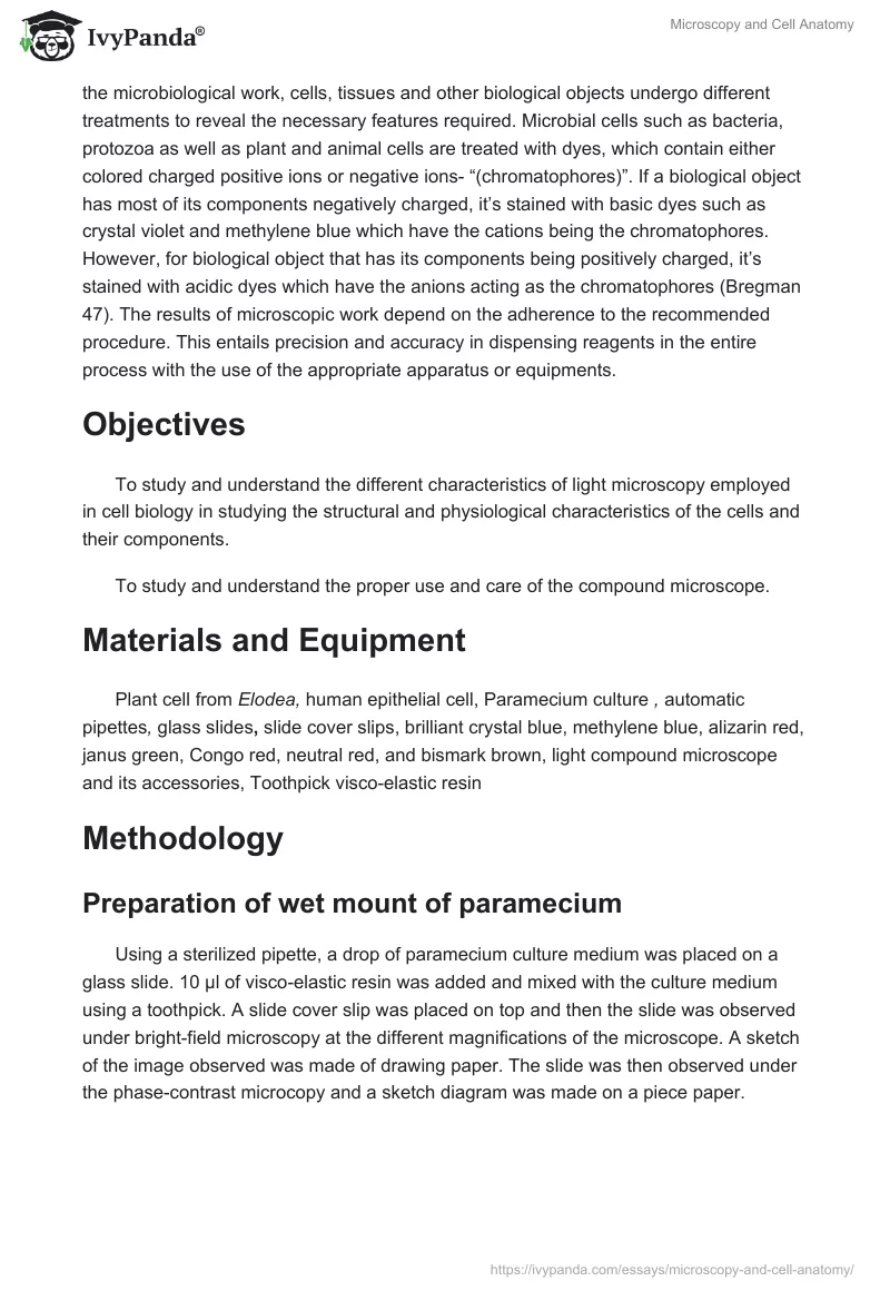 Microscopy and Cell Anatomy. Page 2