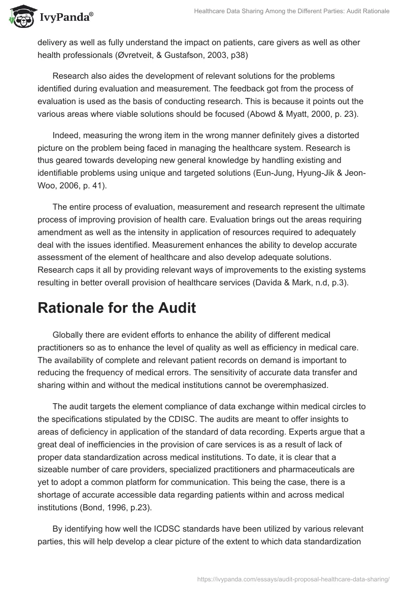 Healthcare Data Sharing Among the Different Parties: Audit Rationale. Page 3