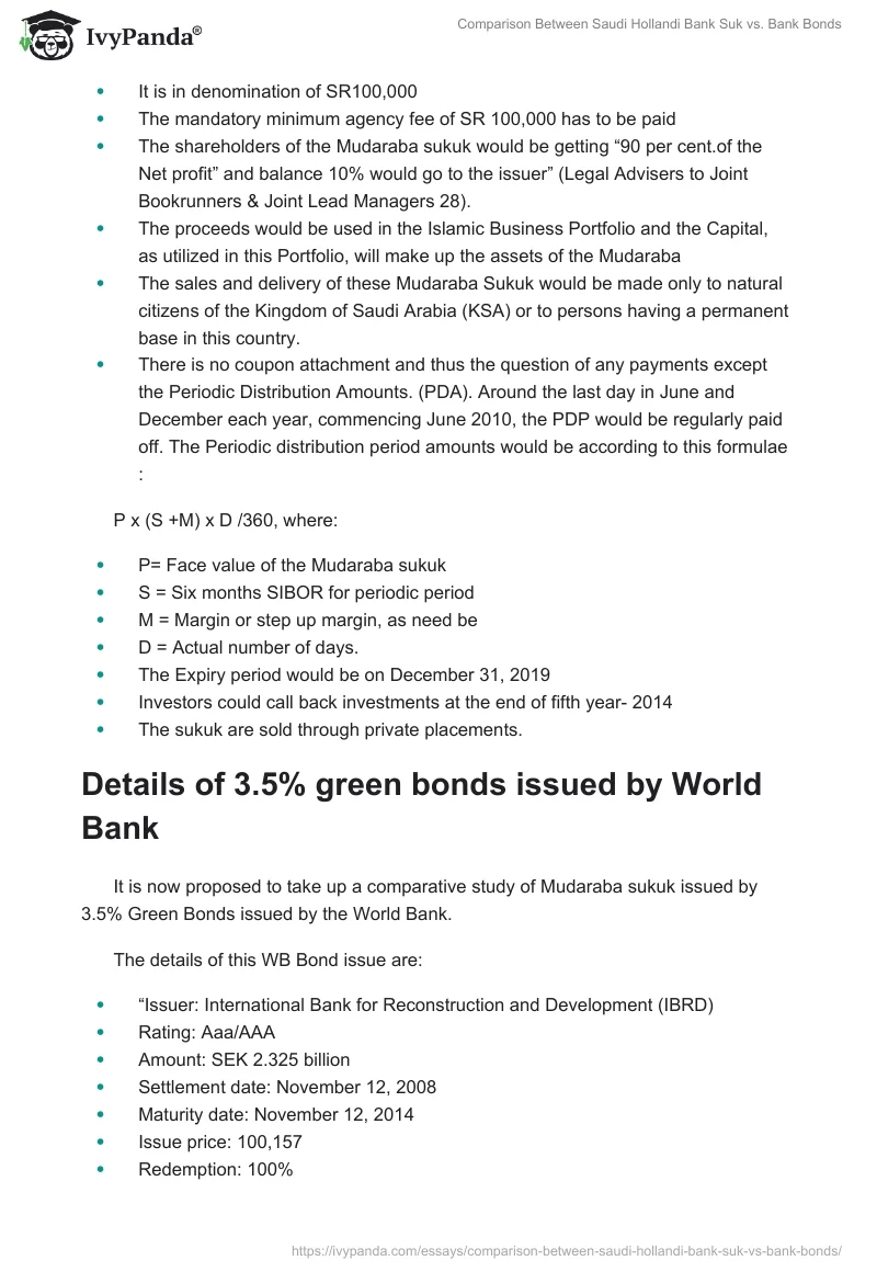 Comparison Between Saudi Hollandi Bank Suk vs. Bank Bonds. Page 2