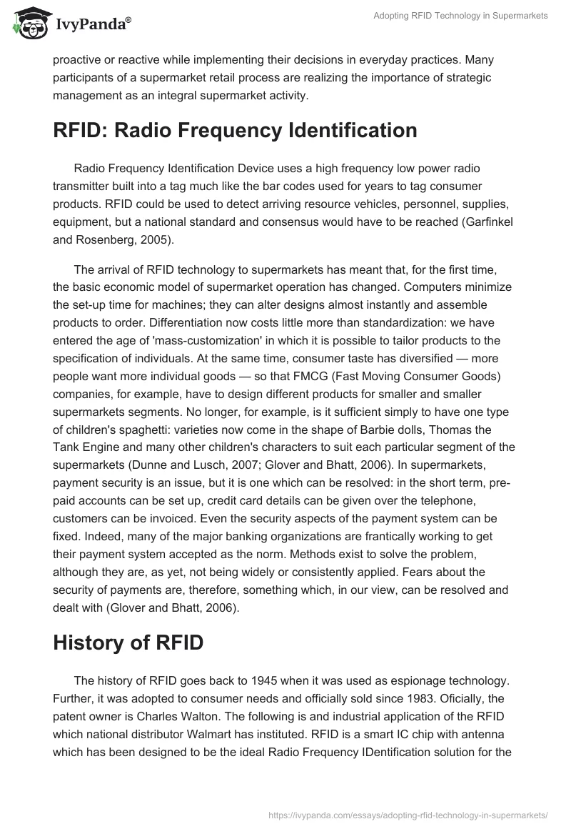Adopting RFID Technology in Supermarkets. Page 2