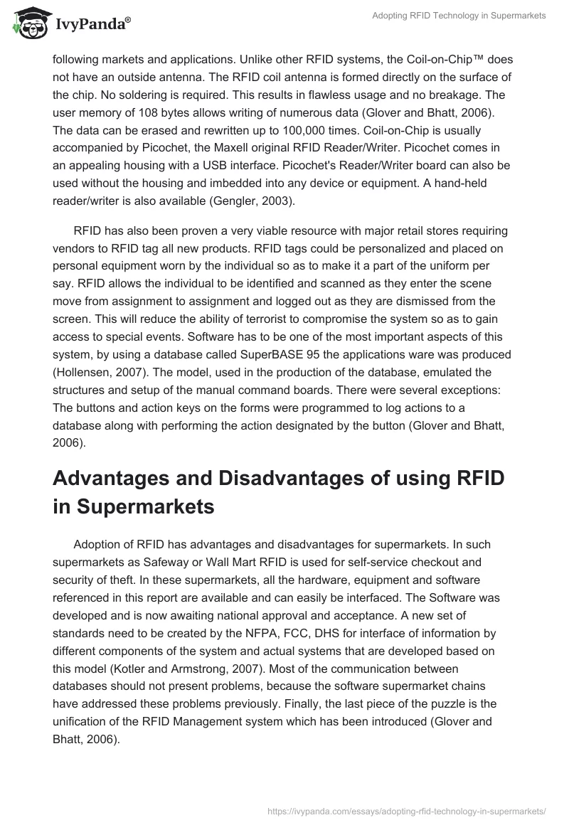Adopting RFID Technology in Supermarkets. Page 3