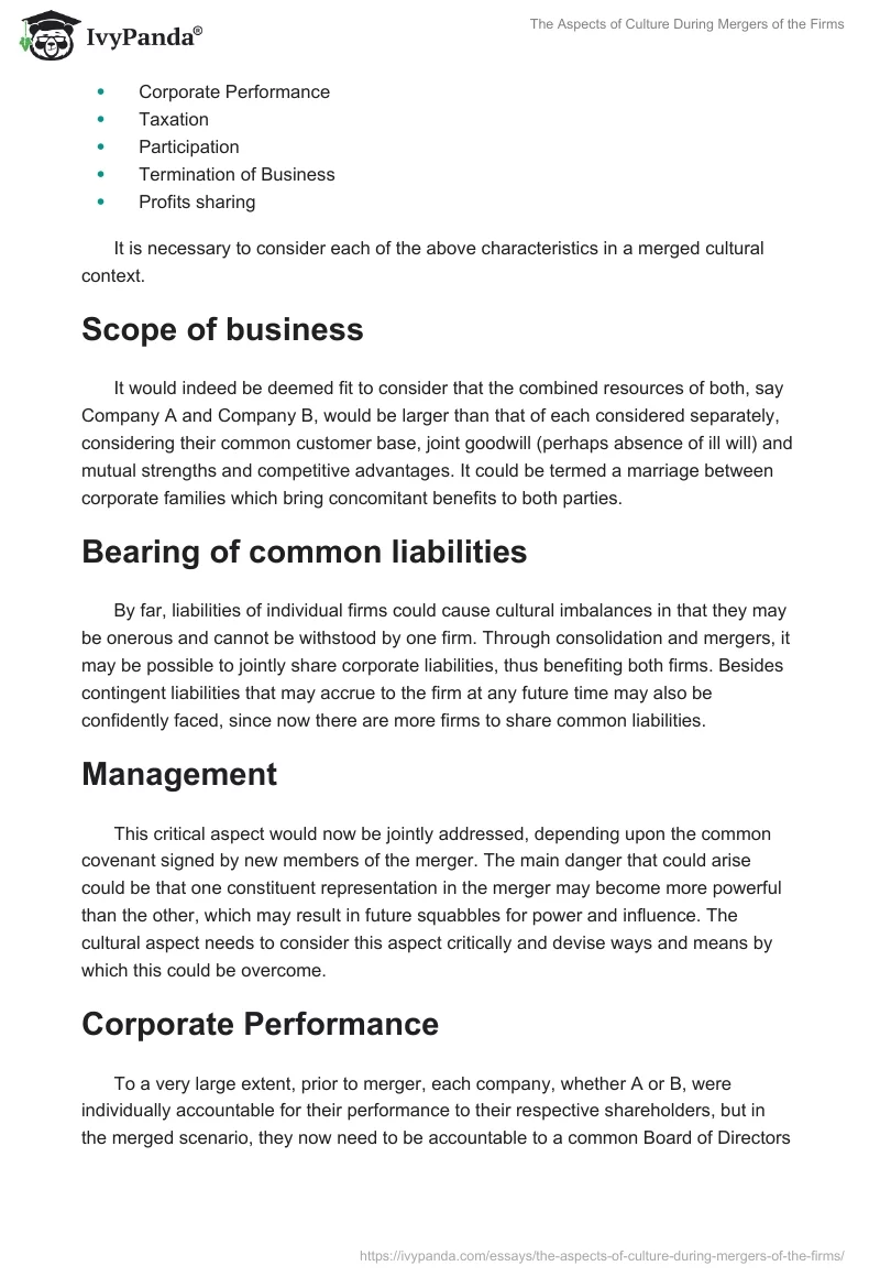 The Aspects of Culture During Mergers of the Firms. Page 4