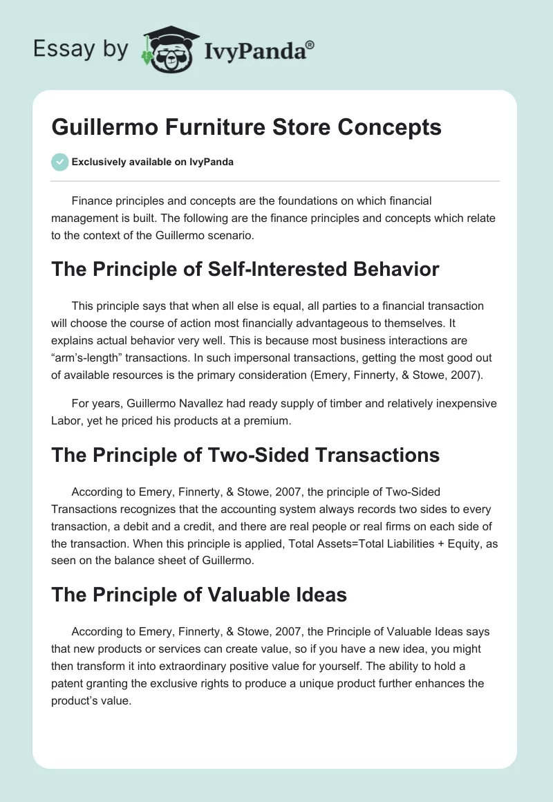 Guillermo Furniture Store Concepts. Page 1