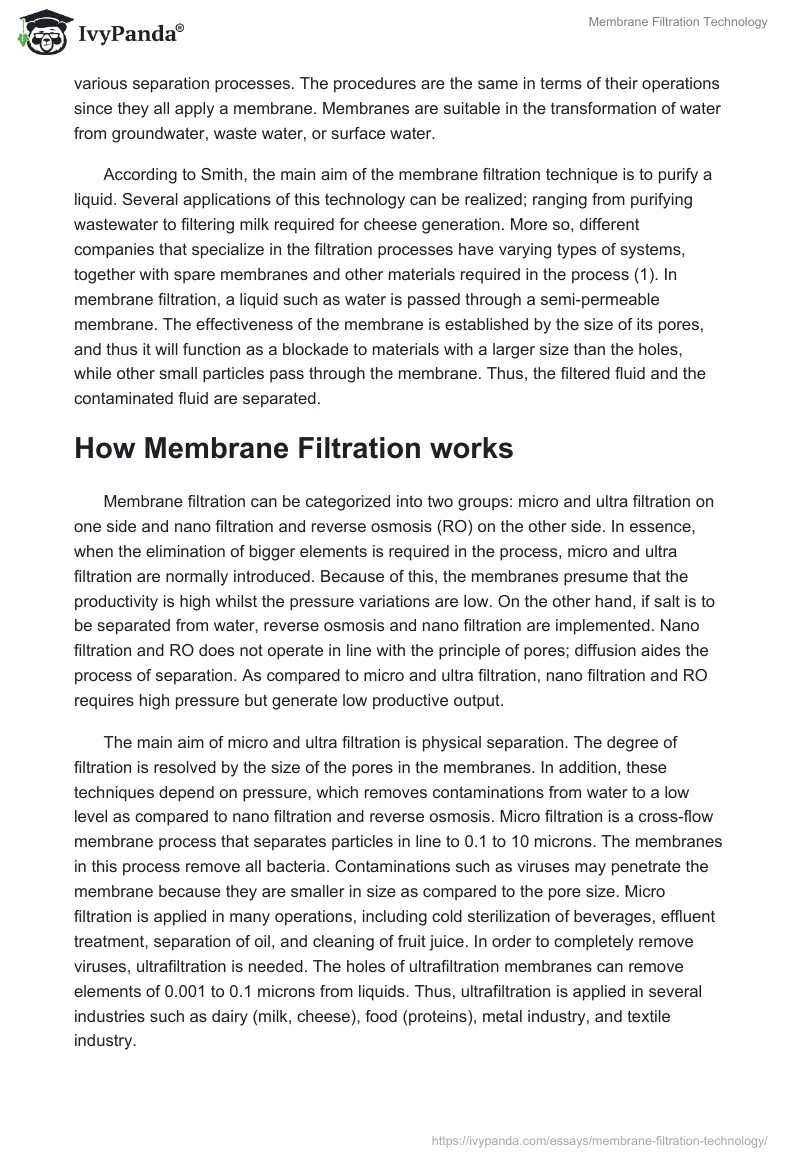Membrane Filtration Technology. Page 2