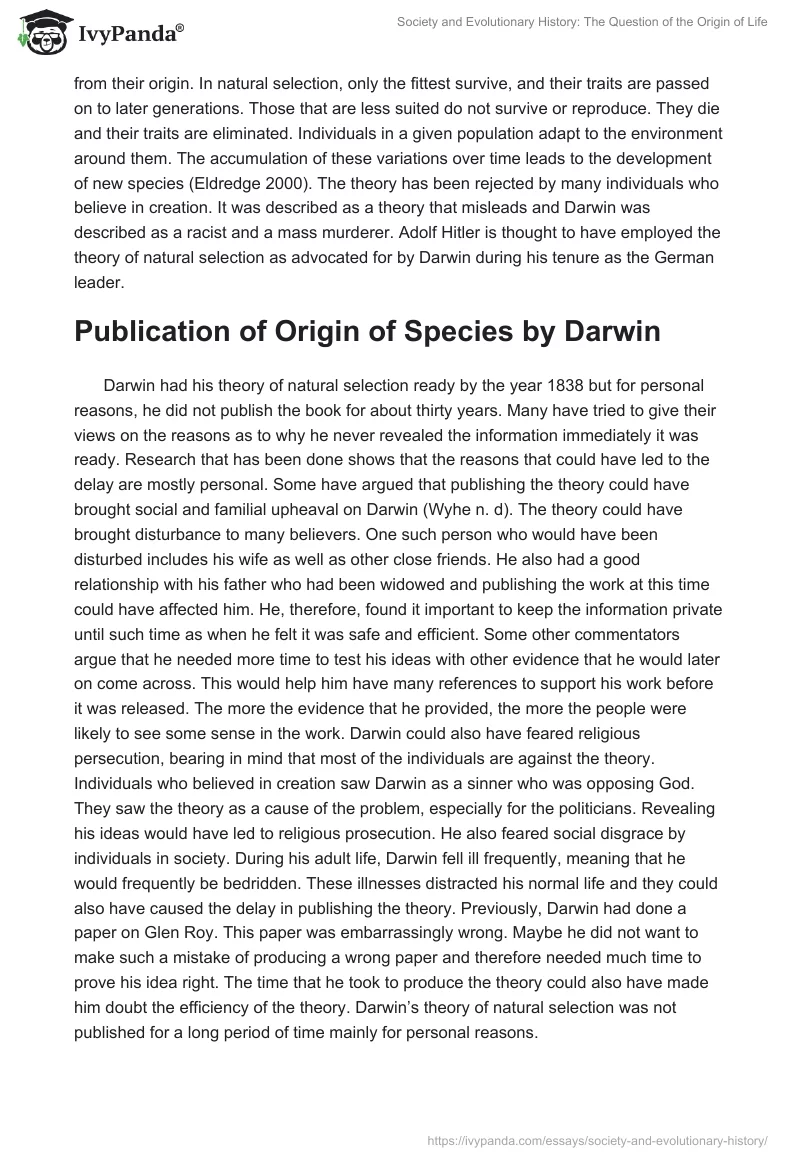 Society and Evolutionary History: The Question of the Origin of Life. Page 2