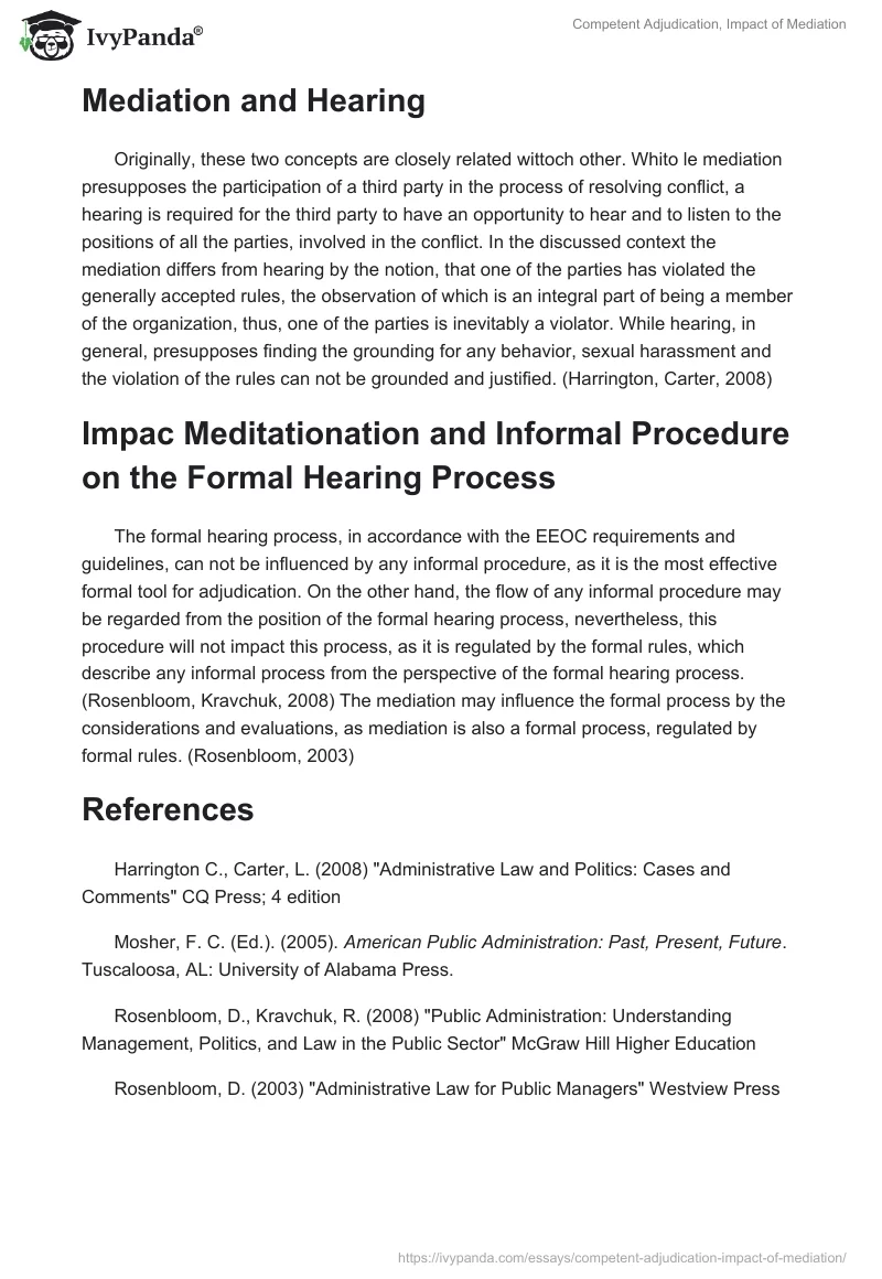 Competent Adjudication, Impact of Mediation. Page 2