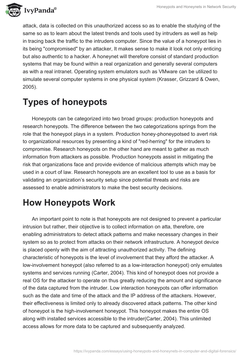Honeypots and Honeynets in Network Security. Page 2