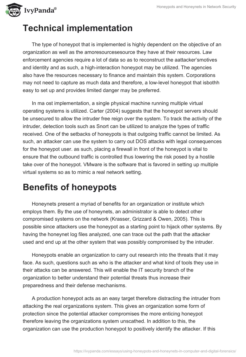 Honeypots and Honeynets in Network Security. Page 3