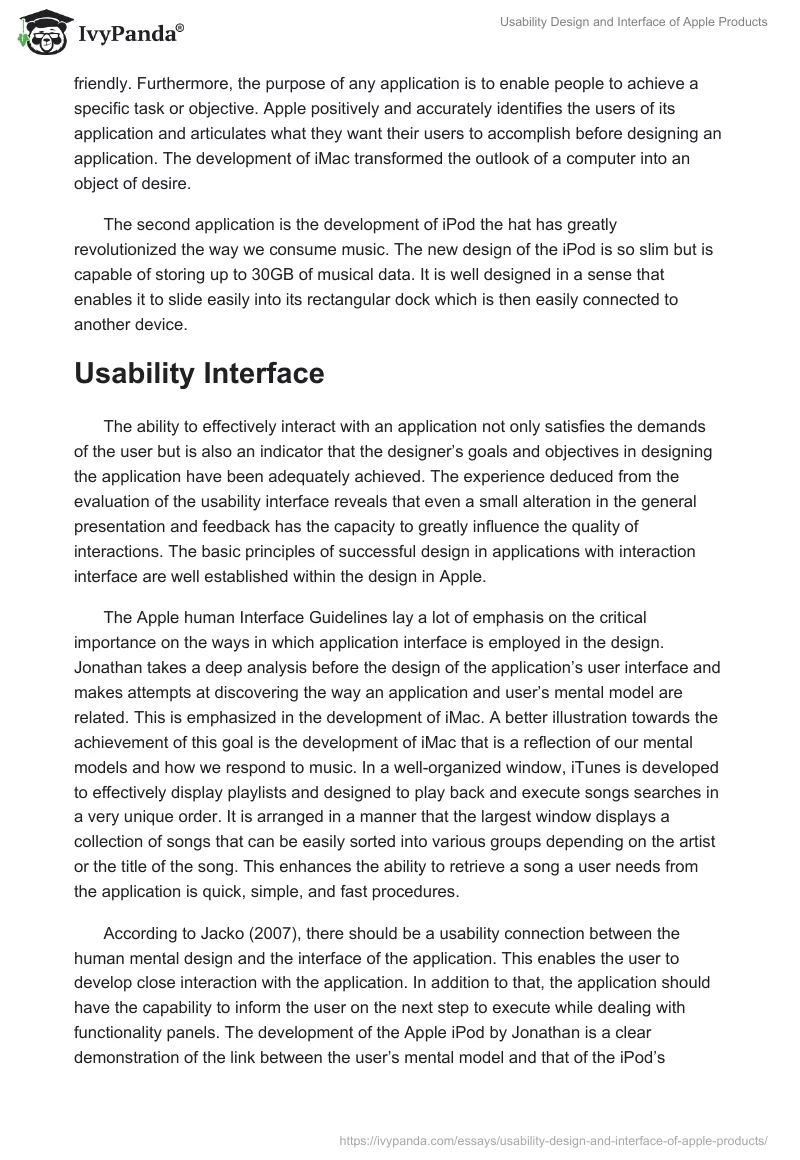 Usability Design and Interface of Apple Products. Page 2