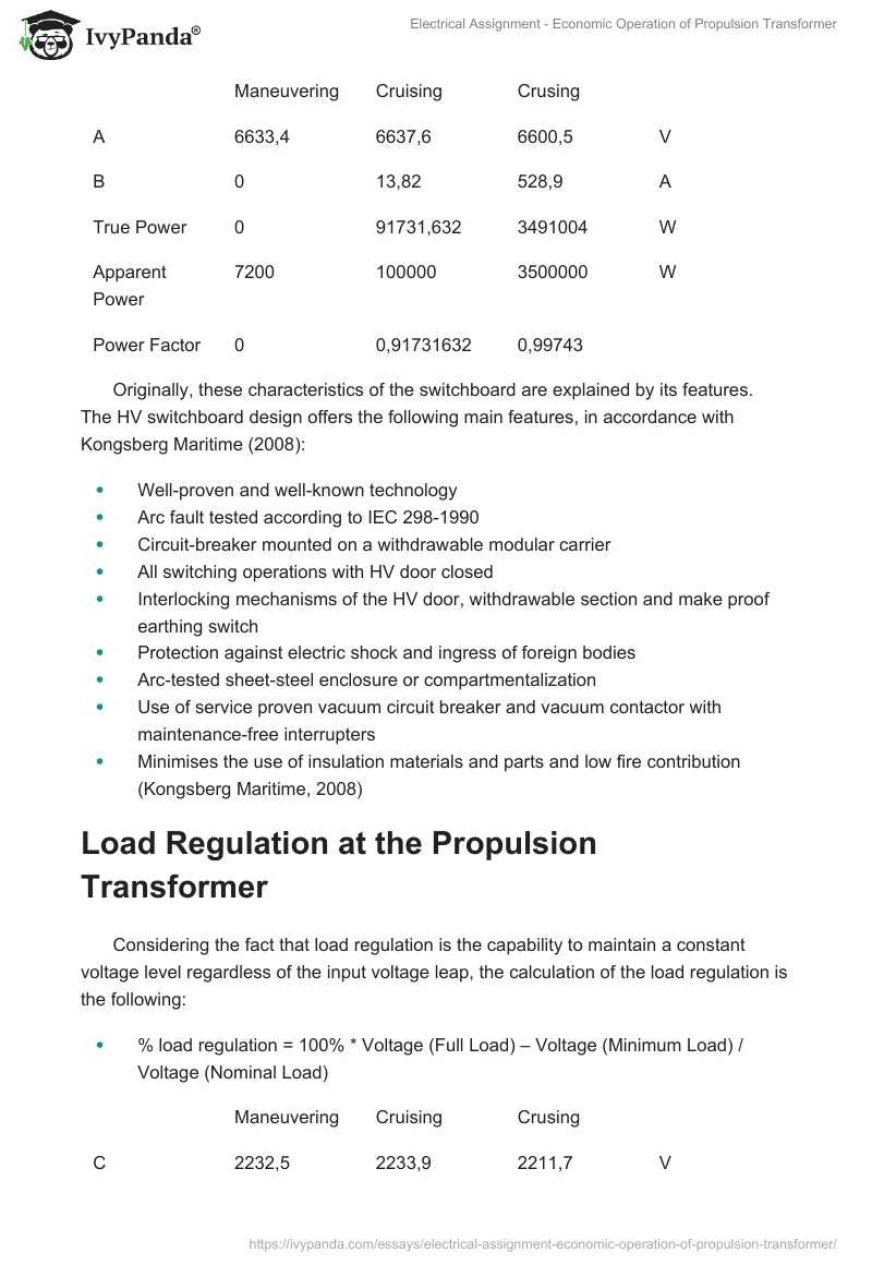 Electrical Assignment - Economic Operation of Propulsion Transformer. Page 2