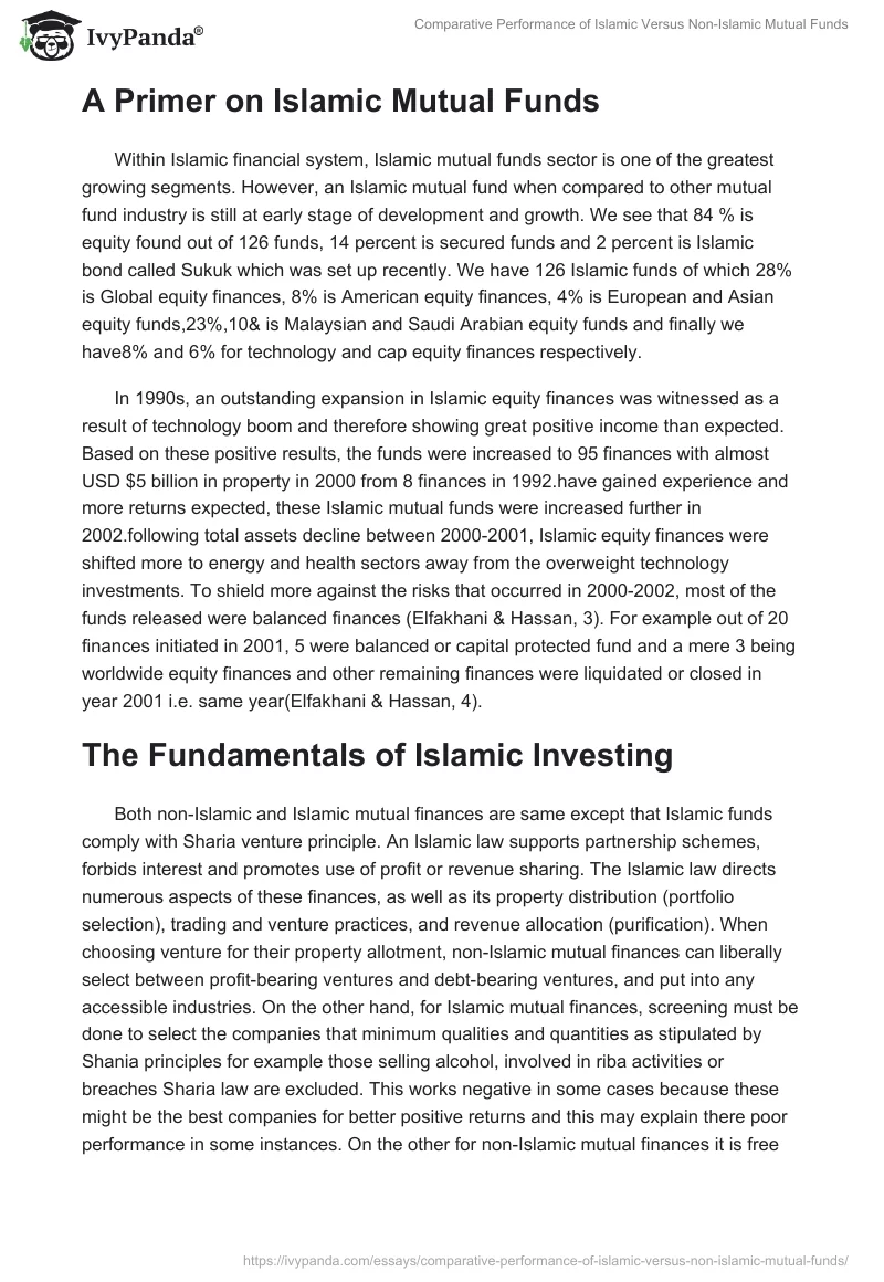 Comparative Performance of Islamic Versus Non-Islamic Mutual Funds. Page 2