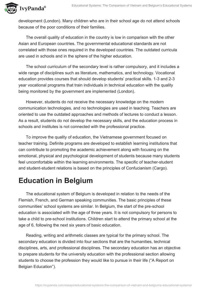 Educational Systems: The Comparison of Vietnam and Belgium’s Educational Systems. Page 2