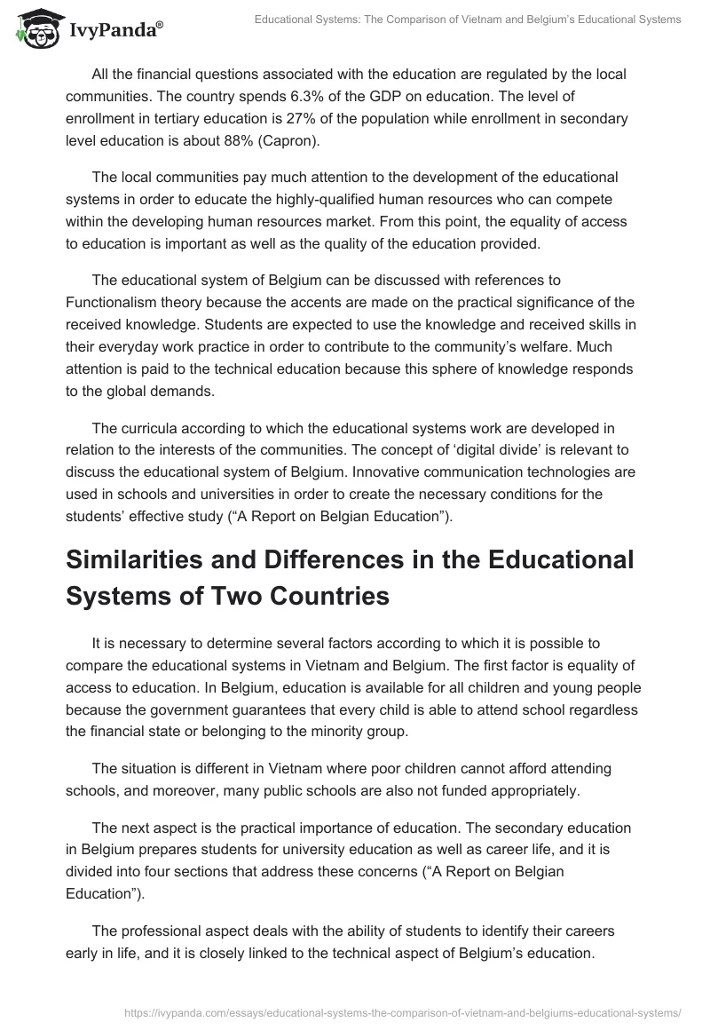 Educational Systems: The Comparison of Vietnam and Belgium’s Educational Systems. Page 3