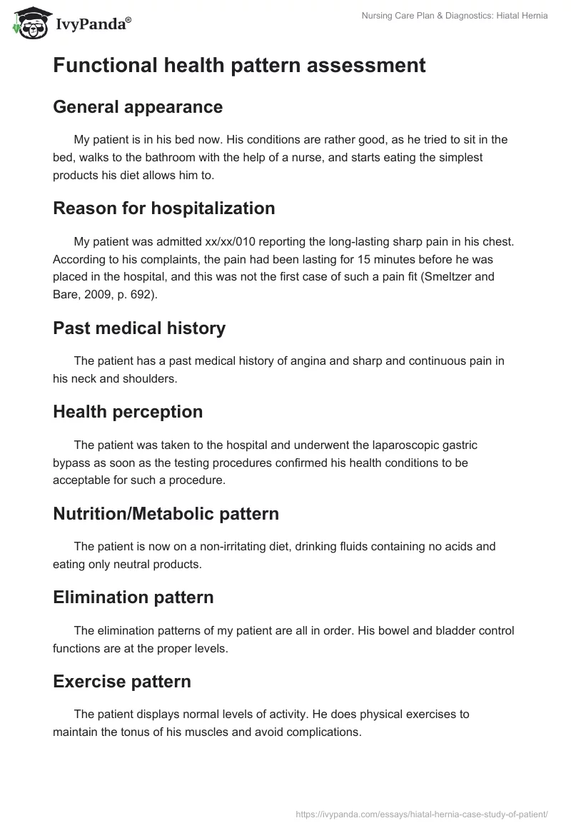 Nursing Care Plan & Diagnostics: Hiatal Hernia. Page 2
