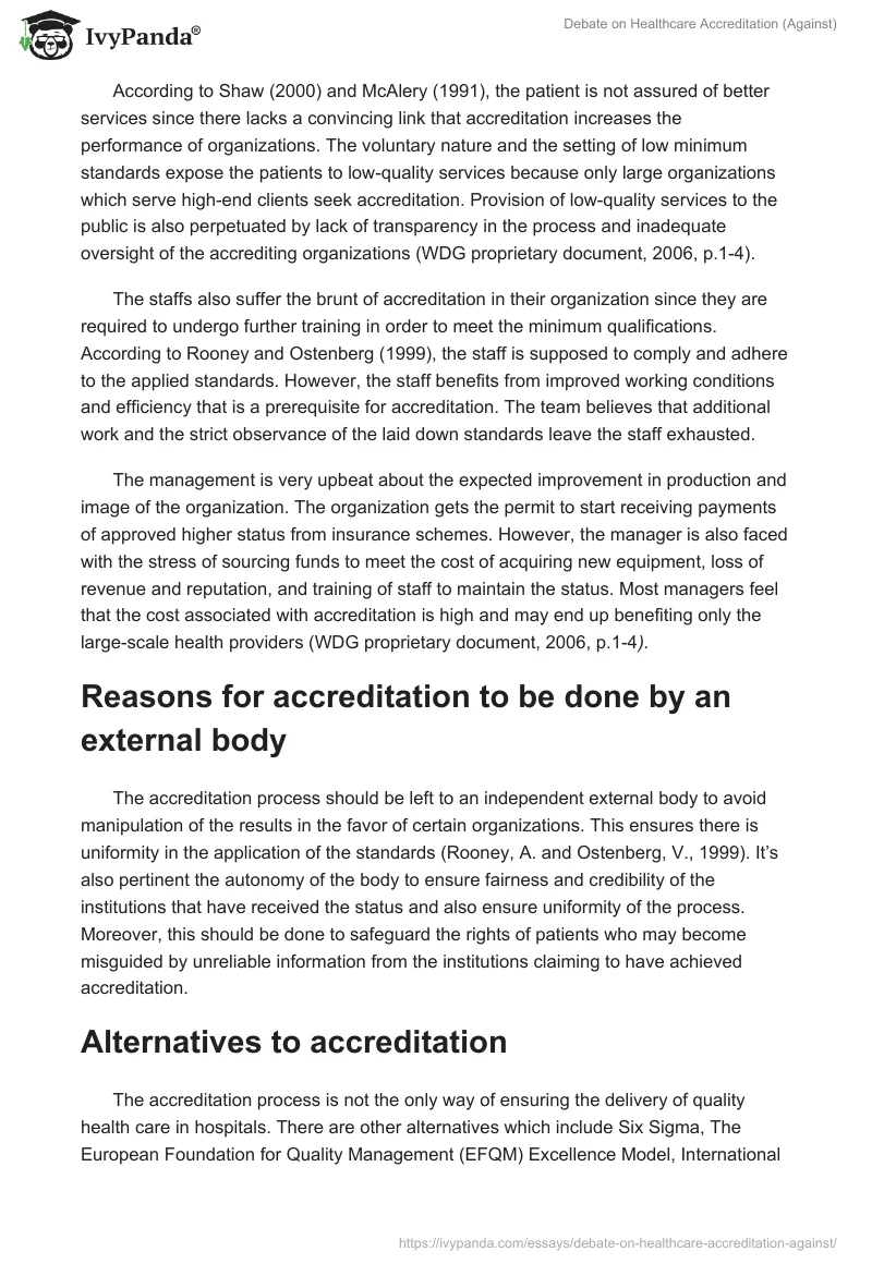 Debate on Healthcare Accreditation (Against). Page 4