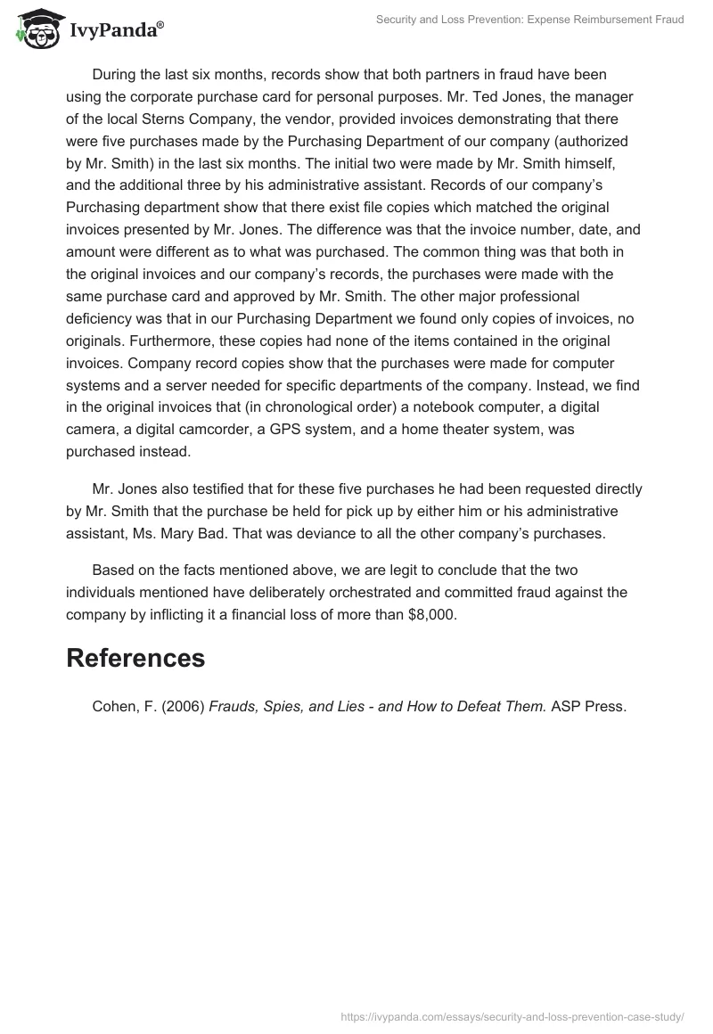 Security and Loss Prevention: Expense Reimbursement Fraud. Page 2