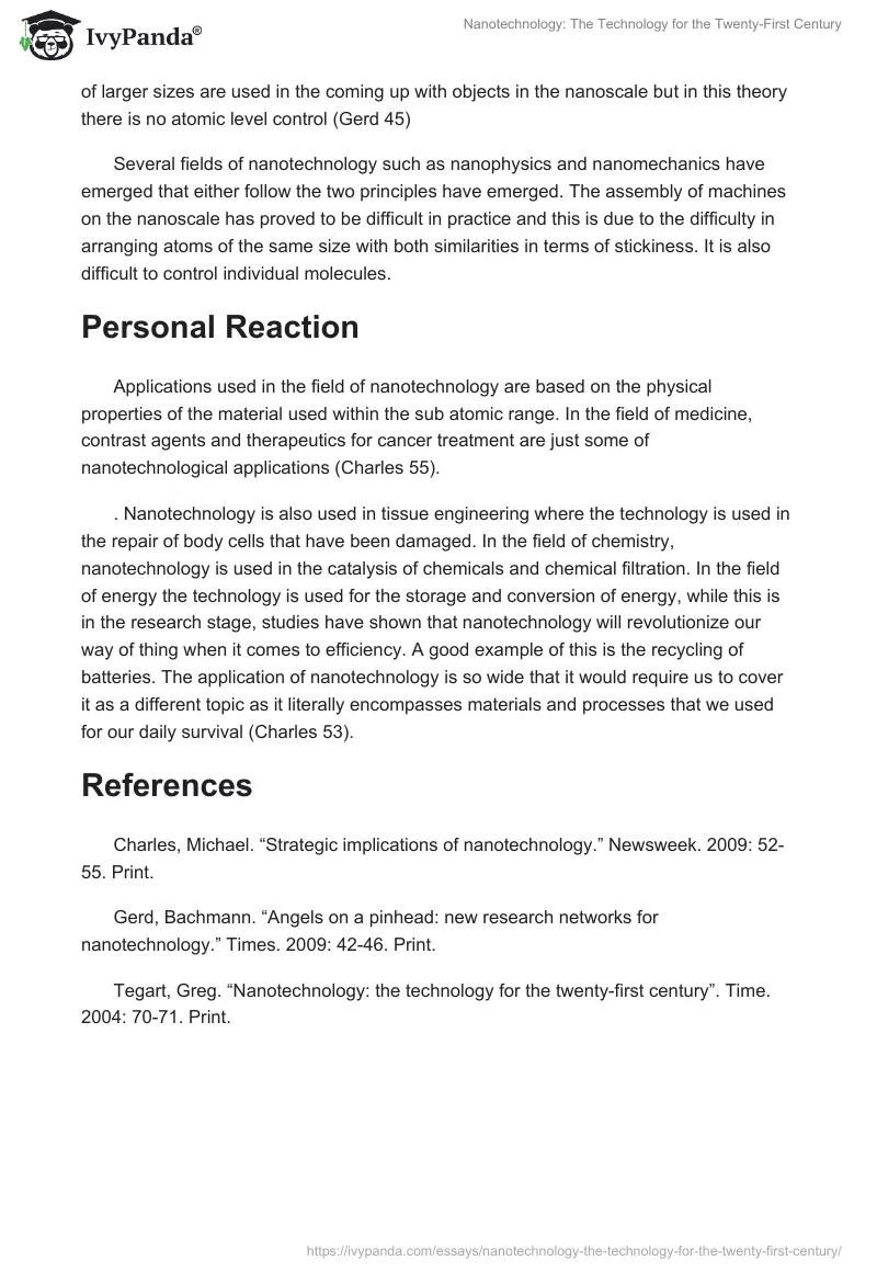 Nanotechnology: The Technology for the Twenty-First Century. Page 2