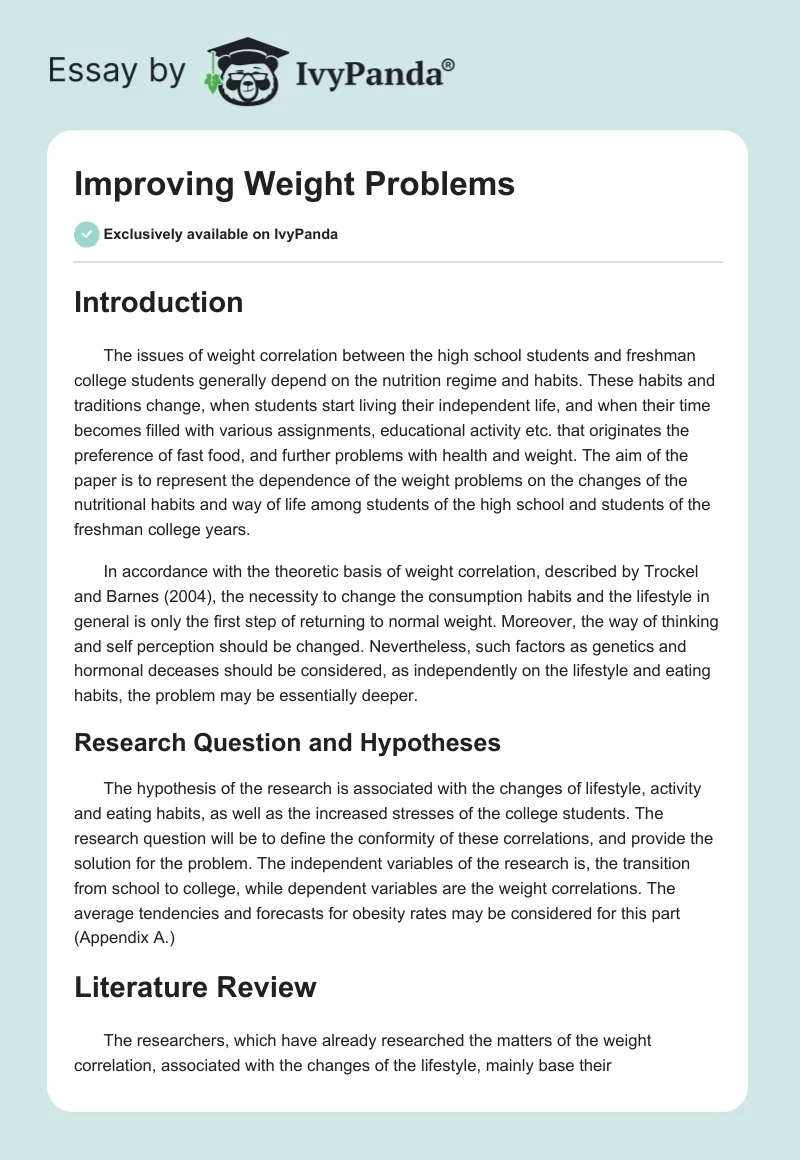 Improving Weight Problems. Page 1