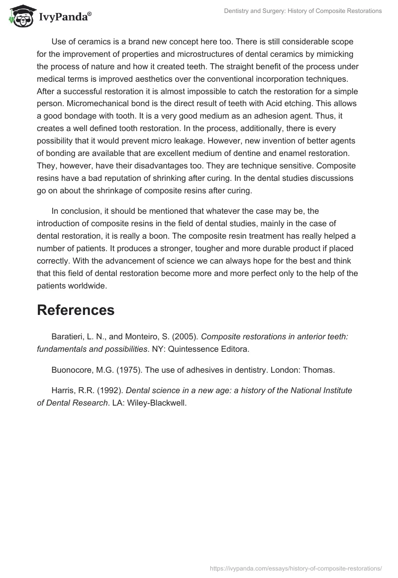 Dentistry and Surgery: History of Composite Restorations. Page 4