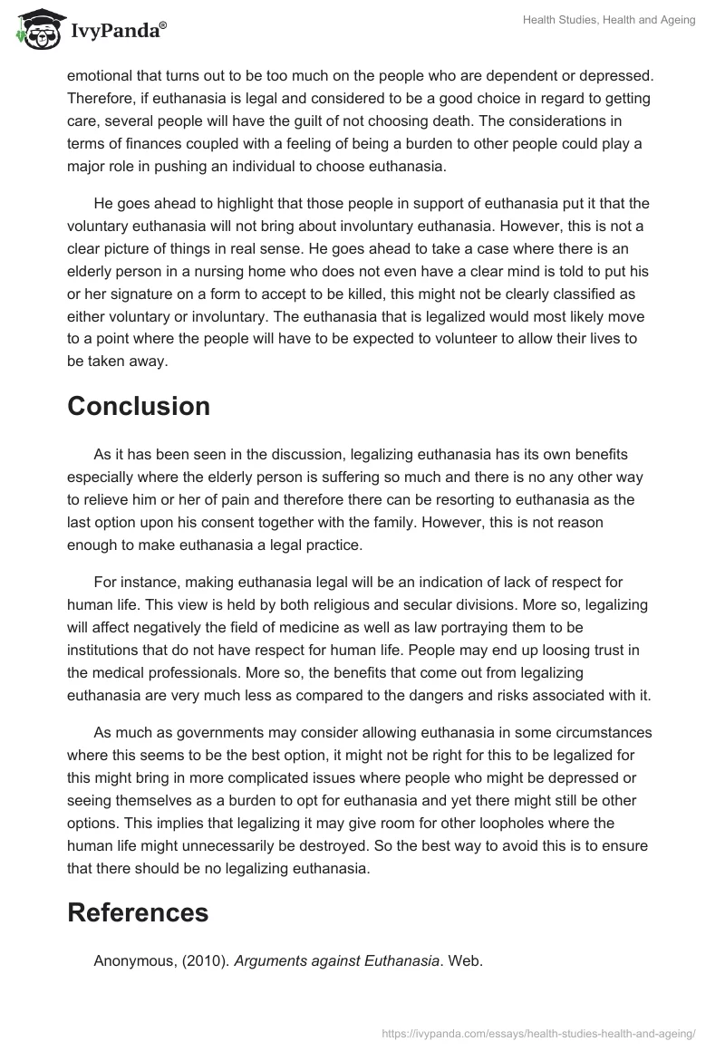 Health Studies, Health and Ageing. Page 5