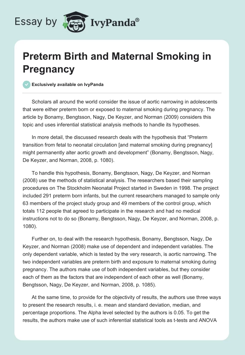 Preterm Birth and Maternal Smoking in Pregnancy. Page 1