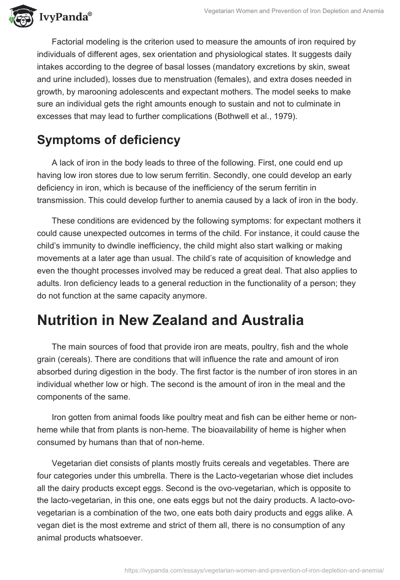 Vegetarian Women and Prevention of Iron Depletion and Anemia. Page 2