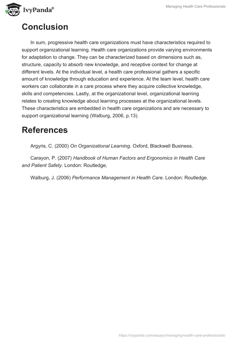 Managing Health Care Professionals. Page 3