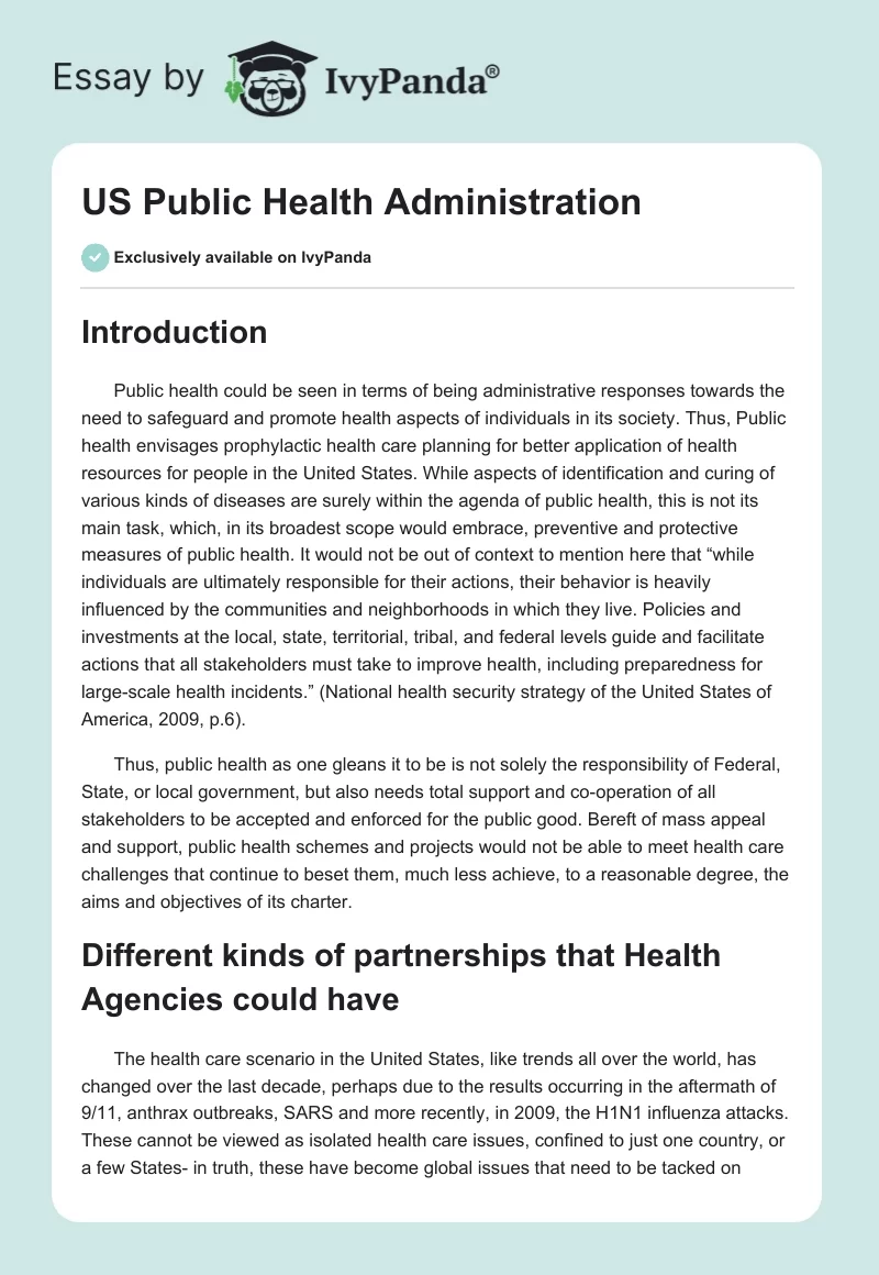 US Public Health Administration. Page 1