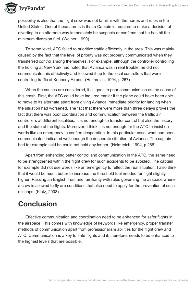 Aviation Communication: Effective Communication in Preventing Accidents. Page 2