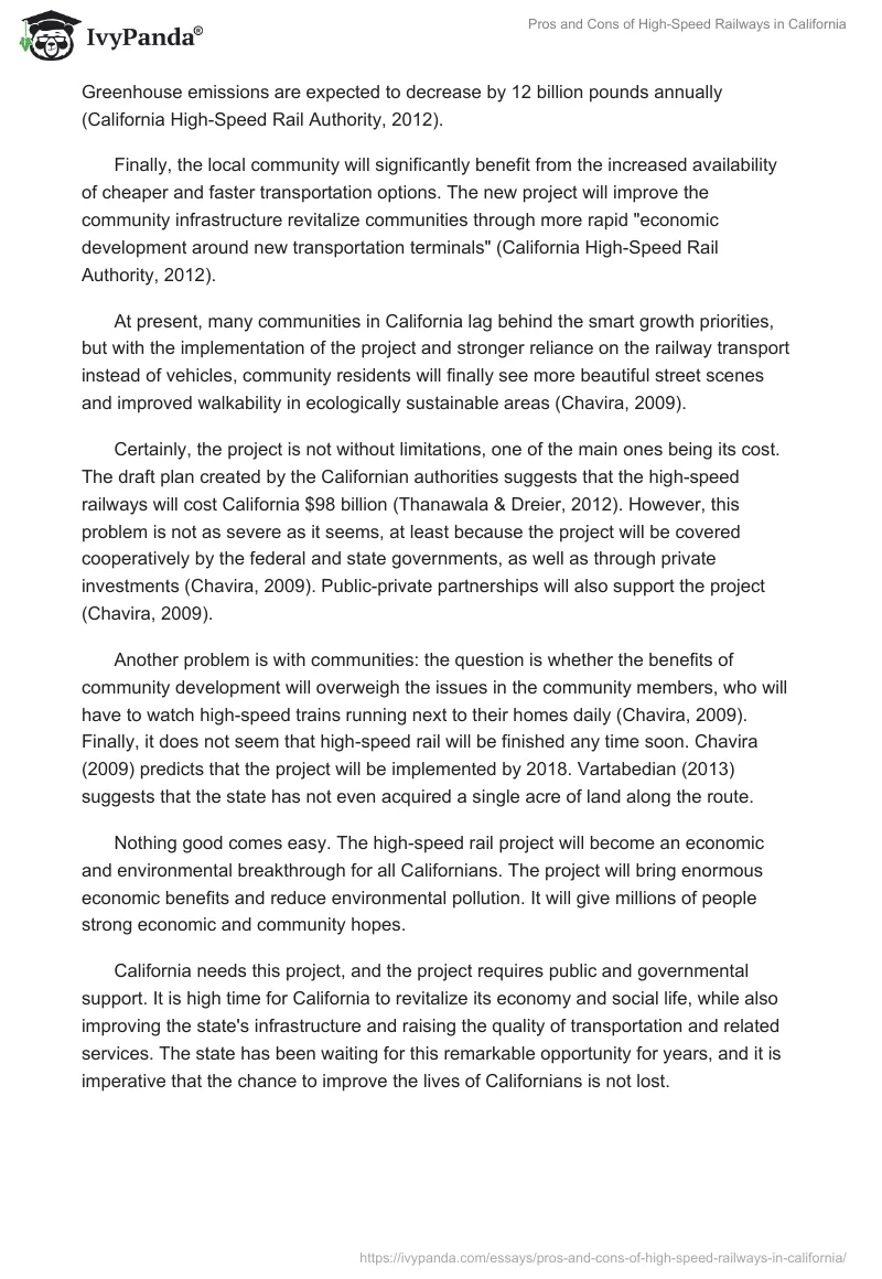 Pros and Cons of High-Speed Railways in California. Page 2