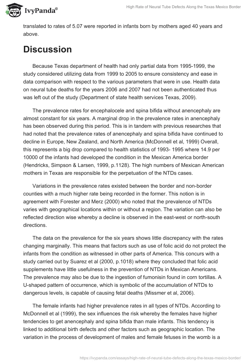 High Rate of Neural Tube Defects Along the Texas Mexico Border. Page 4