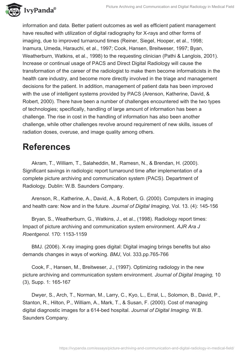 Picture Archiving and Communication and Digital Radiology in Medical Field. Page 4