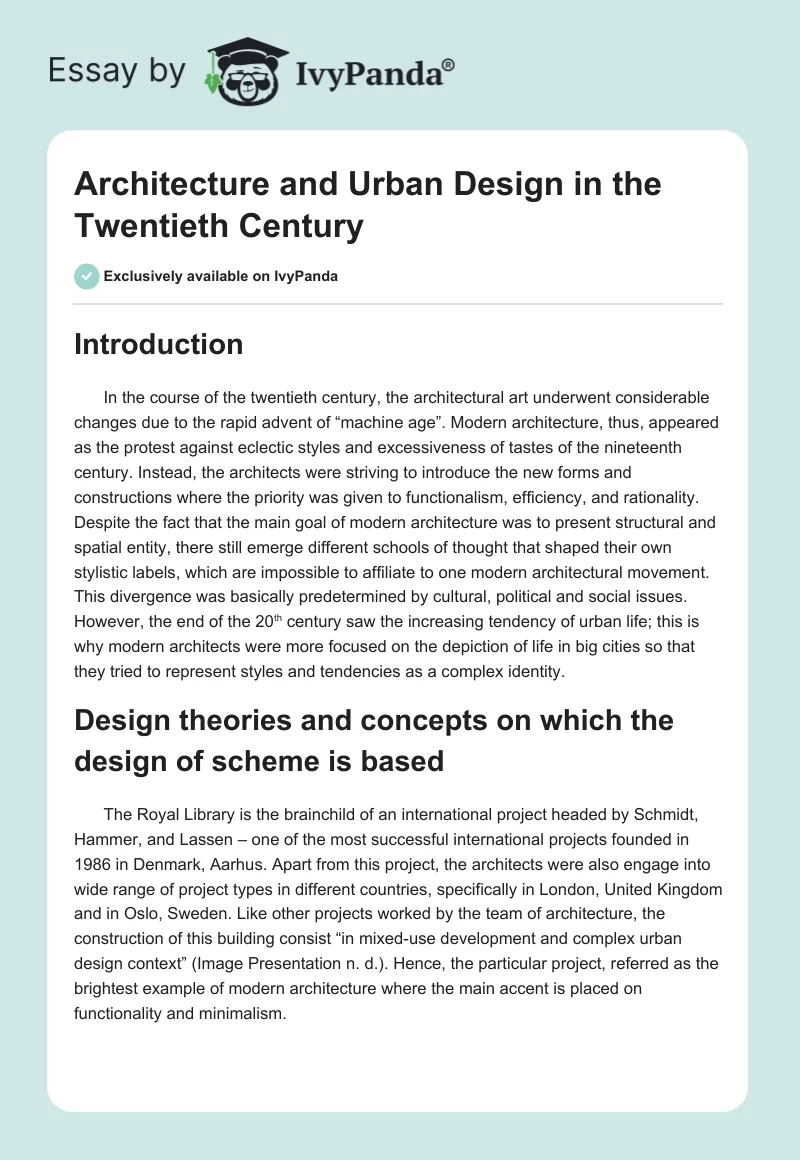 Architecture and Urban Design in the Twentieth Century. Page 1