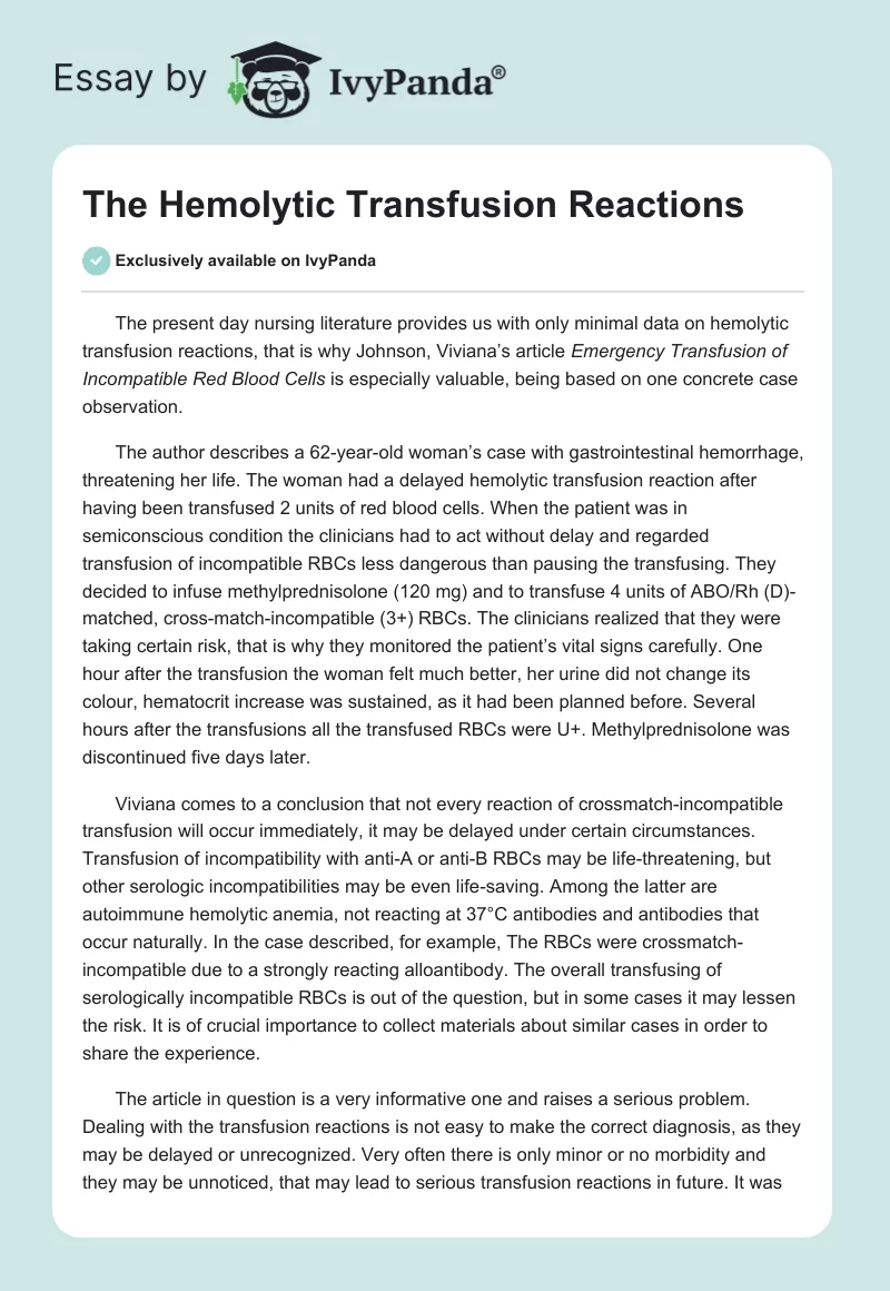 The Hemolytic Transfusion Reactions. Page 1