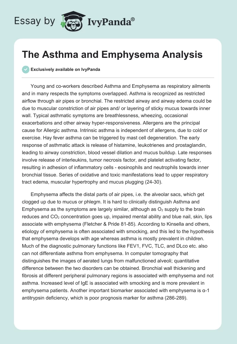 The Asthma and Emphysema Analysis. Page 1