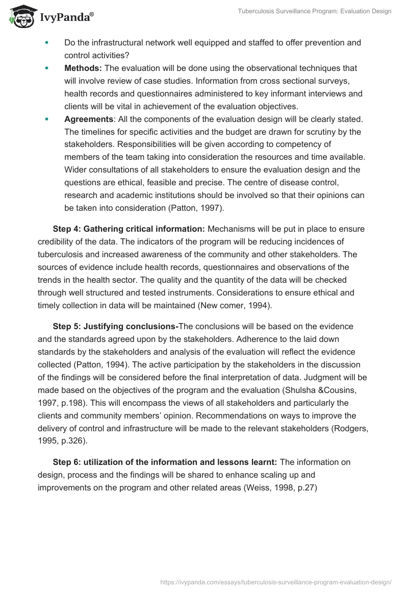 Tuberculosis Surveillance Program: Evaluation Design. Page 2