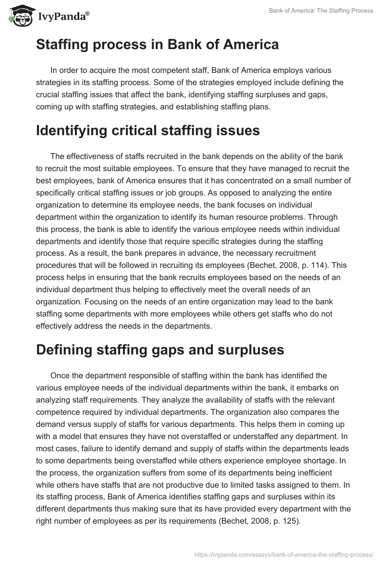 Bank of America: The Staffing Process. Page 2