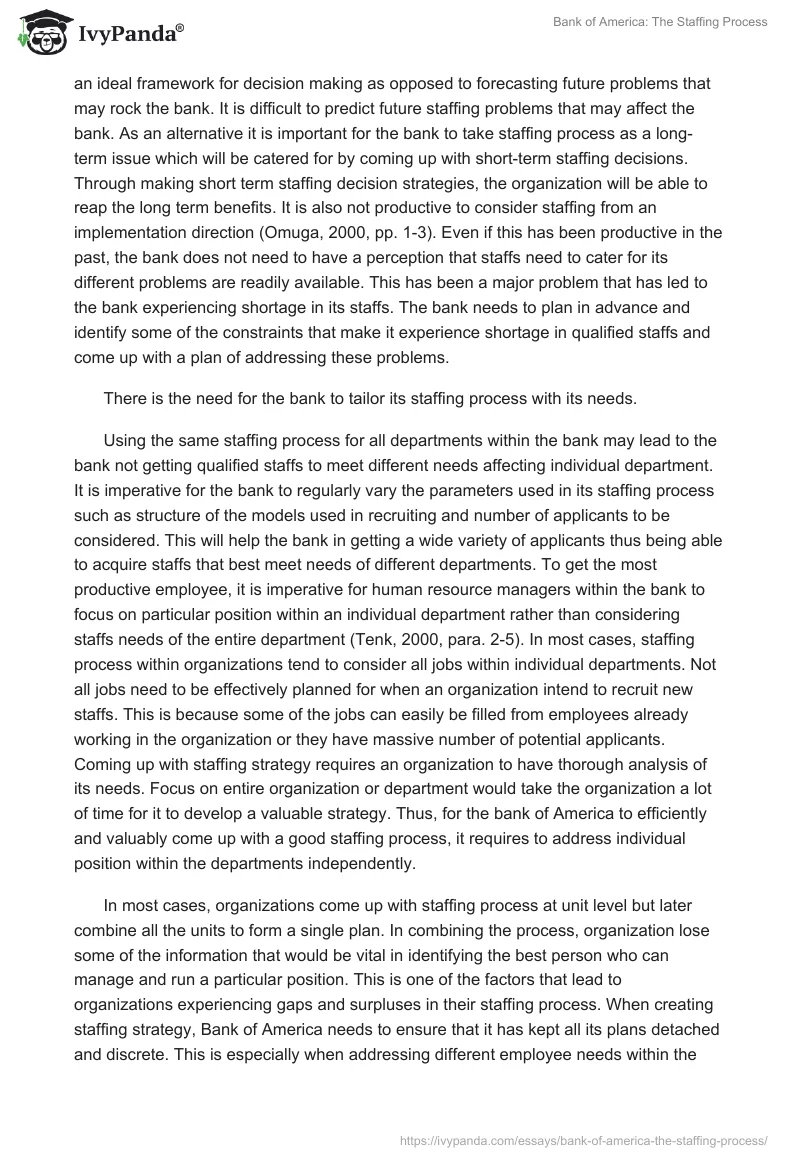 Bank of America: The Staffing Process. Page 5