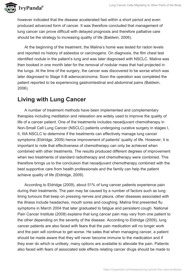 Lung Cancer Cells Migrating to Other Parts of the Body. Page 2