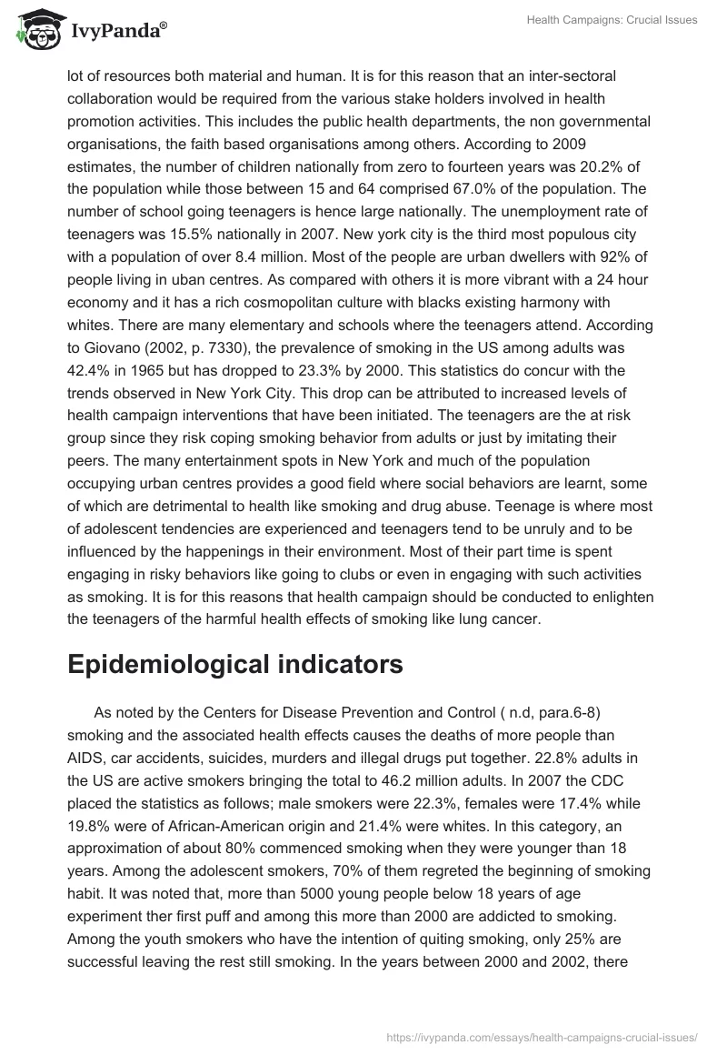 Health Campaigns: Crucial Issues. Page 2