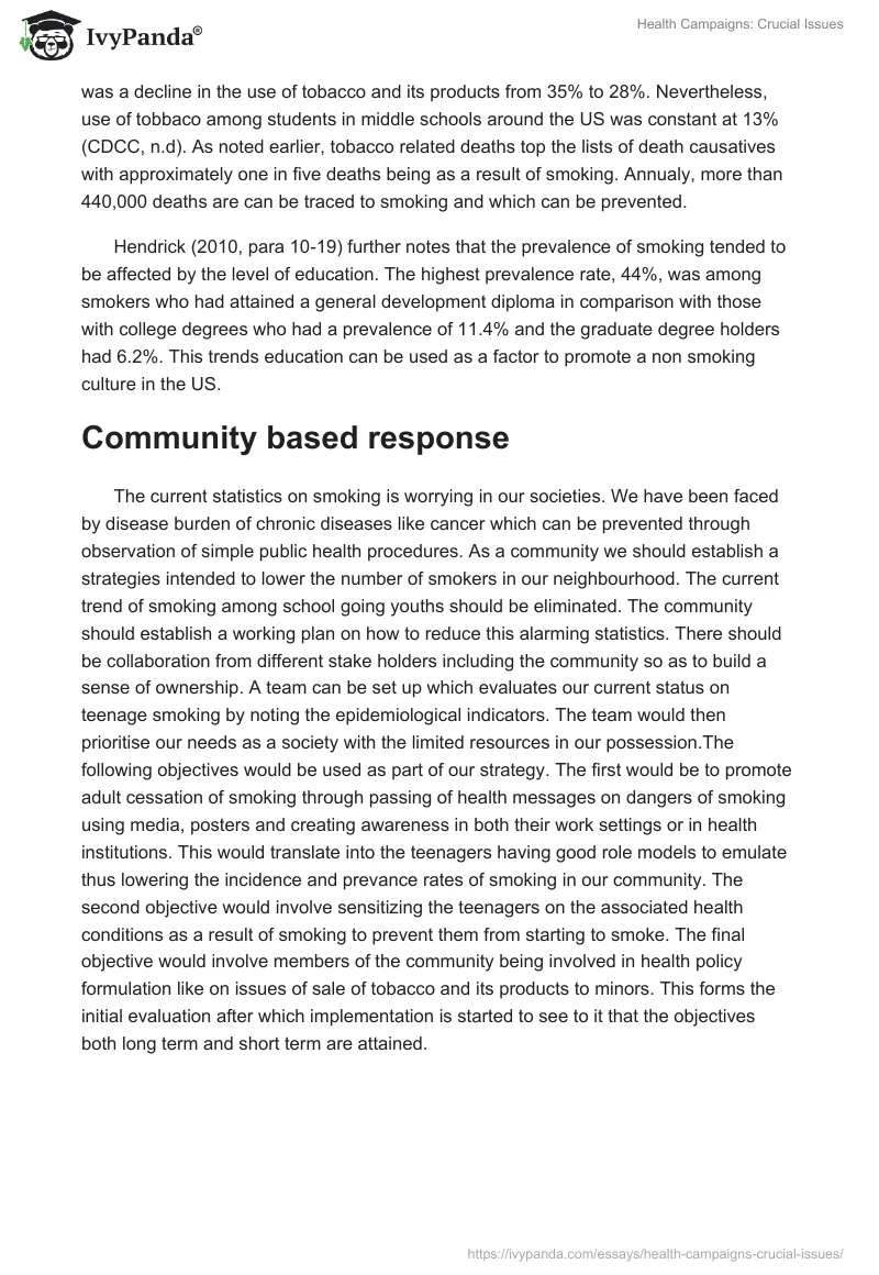 Health Campaigns: Crucial Issues. Page 3