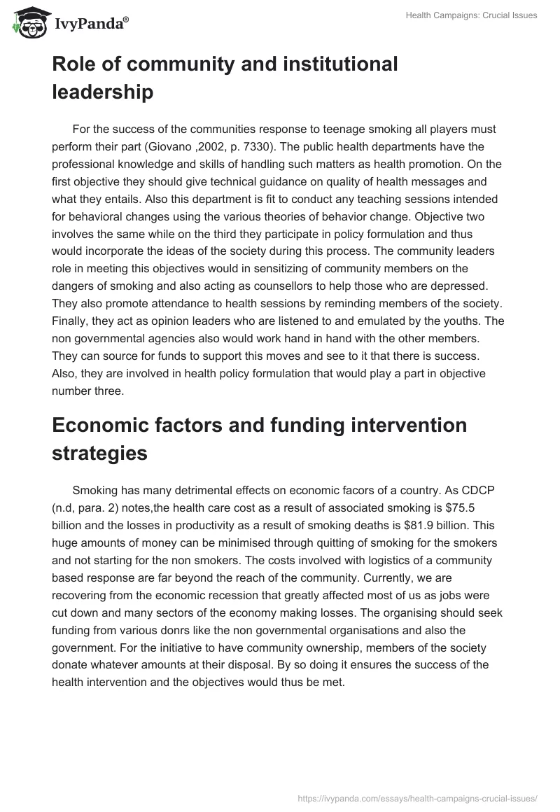 Health Campaigns: Crucial Issues. Page 4