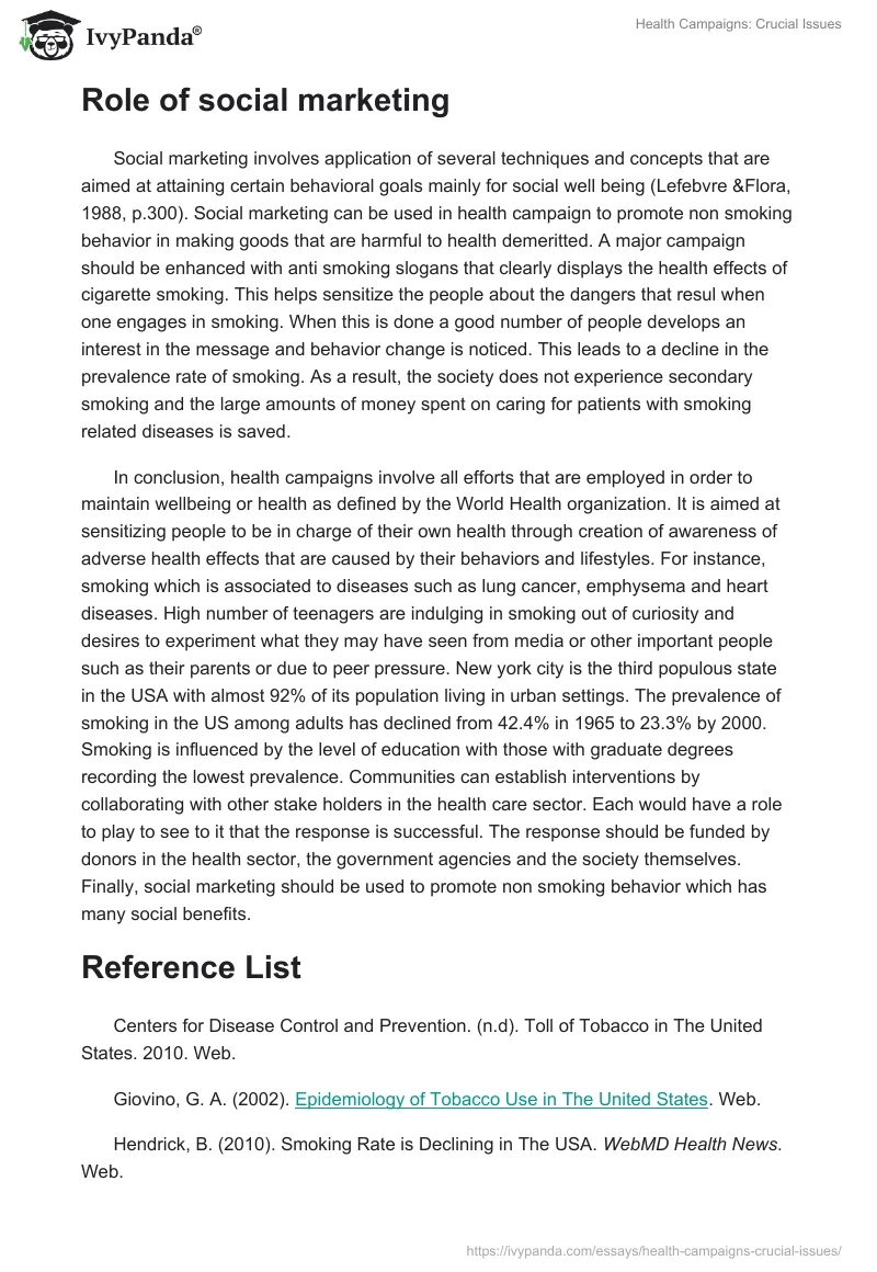 Health Campaigns: Crucial Issues. Page 5