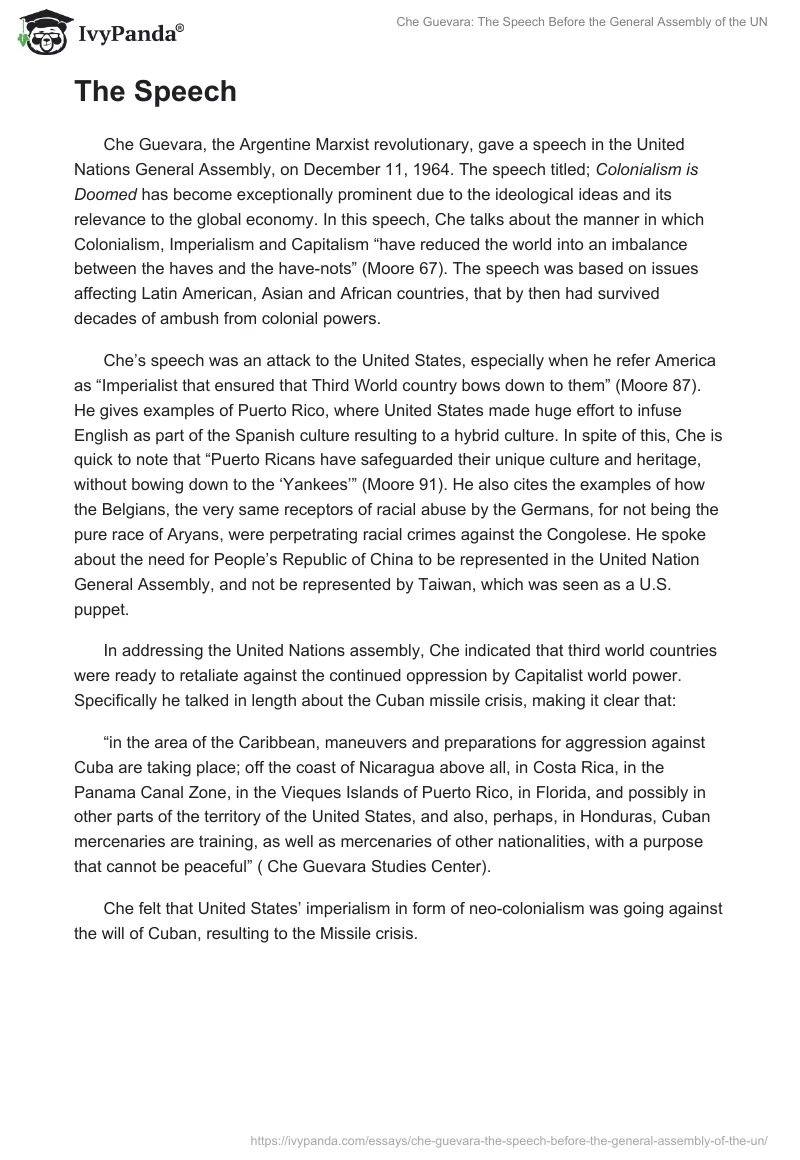 Che Guevara: The Speech Before the General Assembly of the UN. Page 2