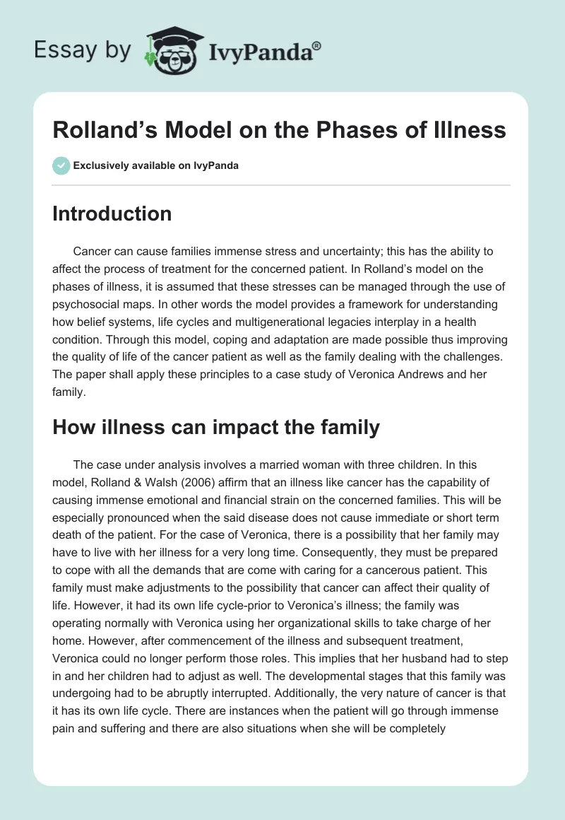 Rolland’s Model on the Phases of Illness. Page 1