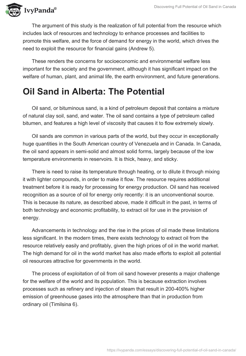 Discovering Full Potential of Oil Sand in Canada. Page 2